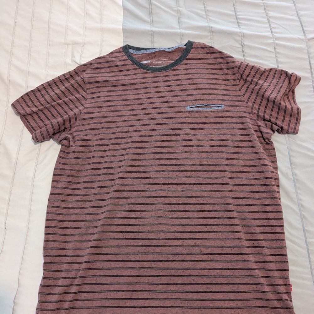 Striped Men's Shirt - Brown